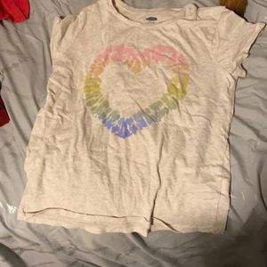 Multi color heart cream colored shirt